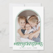MARIAH Green Arch Familiefoto Vrolijk Kerstfeest Feestdagenkaart (Voorkant)