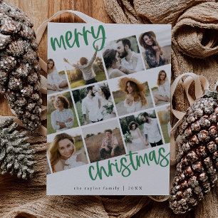 MARIAH Green Fun Family Multi Foto Kerstmis Feestdagenkaart