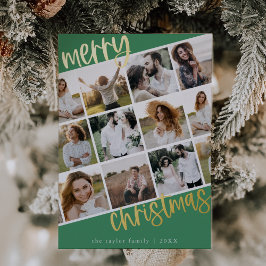 MARIAH Green Gold Folie Fun Multi Foto Kerst Folie Feestdagenkaart