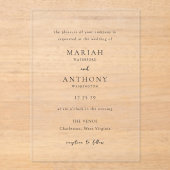 Mariah Minimal Elegant Huwelijk Acryl Uitnodigingen (Voorkant)