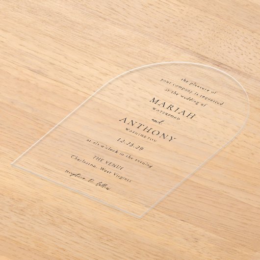 Mariah Minimal Elegant Huwelijk Acryl Uitnodigingen (Laagn)
