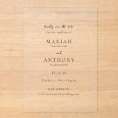 Mariah Minimal Elegant Wedding Save the Date Acryl Uitnodigingen (Voorkant)