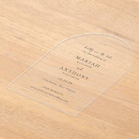 Mariah Minimal Elegant Wedding Save the Date Acryl Uitnodigingen (Laagn)