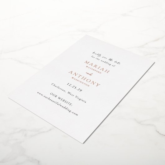 Mariah Minimal Elegant Wedding Save the Date Folie Uitnodiging (Gedraaid)