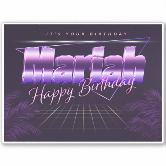 Mariah Name Vorname lila retro Sticker Geburtstag (Voorkant)
