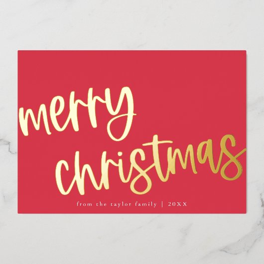 MARIAH Rood Roze Gouden Folie Familie Vrolijk Kers Folie Feestdagenkaart (Voorkant)