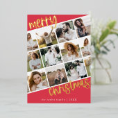 MARIAH Roze Gouden Folie Fun Multi Foto Kerst Folie Feestdagenkaart (Staand Voorkant)