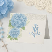 Marian Blue Hydrangea en Kant Katholieke Notecard Bedankkaart