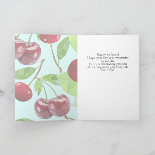 Marian Cherry Birthday Kaart (Binnen)