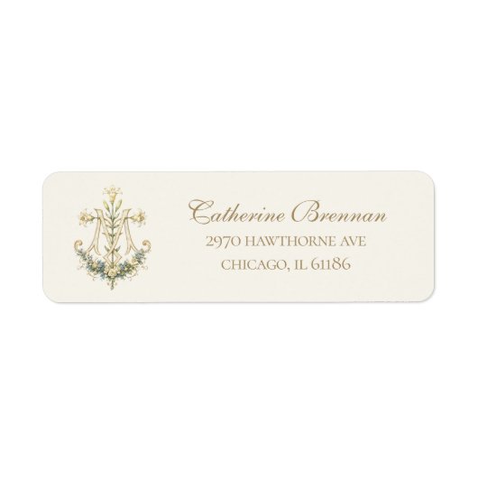Marian Cross Katholieke Bloemige Bruiloft  Etiket (Voorkant)