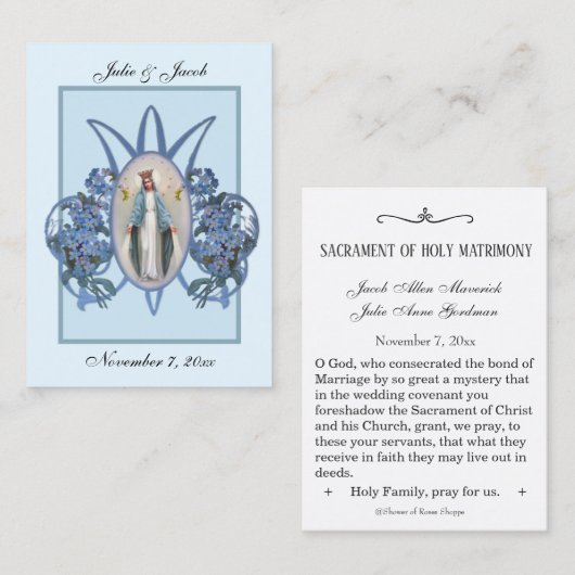 Marian katholieke bruiloft voor de Heilige Kaart Visitekaartje (Voorkant / Achterkant)