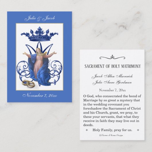 Marian katholieke bruiloft voor de Heilige Kaart Visitekaartje (Voorkant / Achterkant)