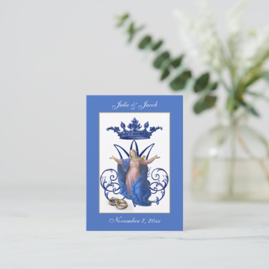 Marian katholieke bruiloft voor de Heilige Kaart Visitekaartje (Staand voorkant)