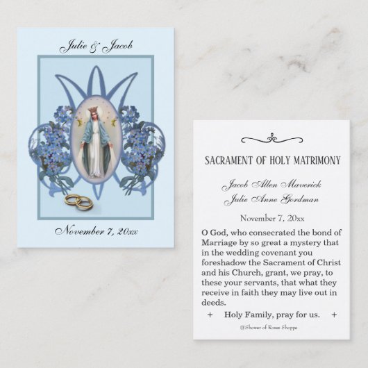 Marian katholieke bruiloft voor de Heilige Kaart Visitekaartje (Voorkant / Achterkant)