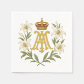 Marian Monogram Gold Crown White Lily Catholic  Servet (Voorkant)
