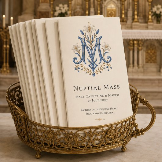 Marian Monogram Huwelijksmis Bruiloftsprogramma