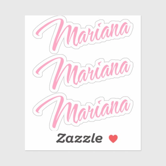 Mariana Decoratieve Naam in Roze x3 Sticker (Vel)