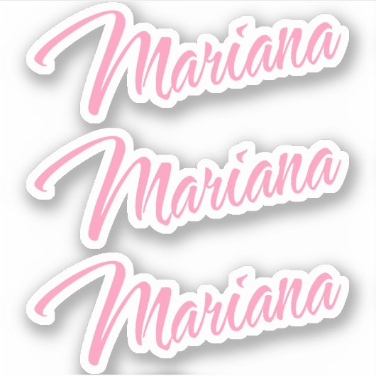 Mariana Decoratieve Naam in Roze x3 Sticker (Voorkant)