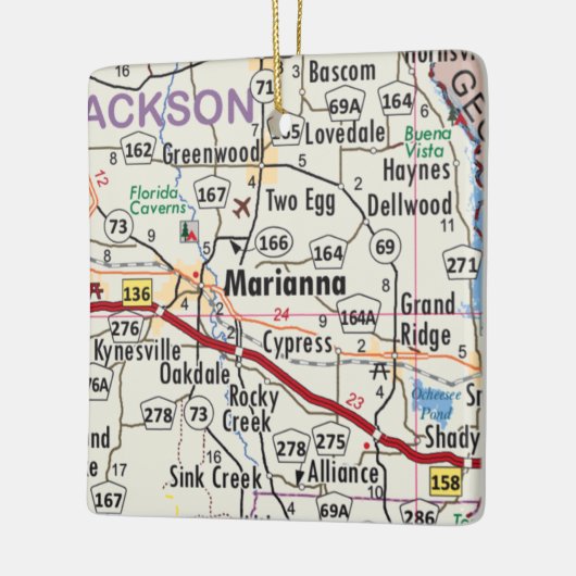 Marianna Florida Map Keramisch Ornament (Links)