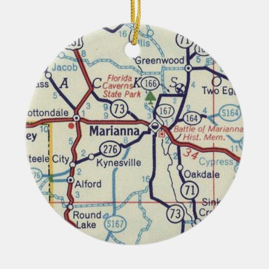 Marianna Florida  Map Keramisch Ornament (Voorkant)