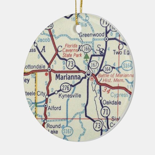 Marianna Florida Map Keramisch Ornament (Links)