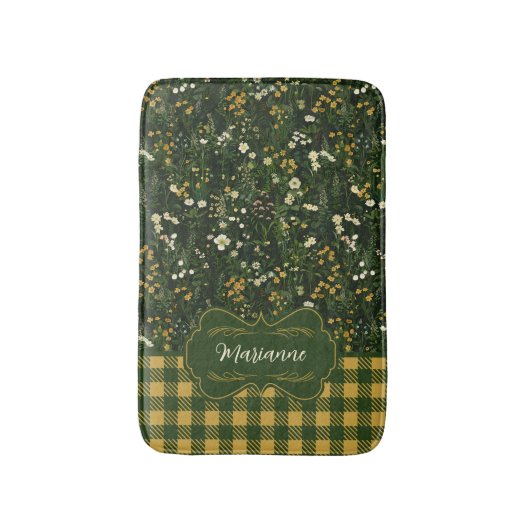 Marianne Dark Daisy Floral Plaid Badmat (Voorkant Verticaal)