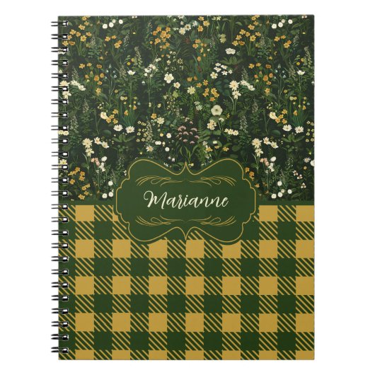 Marianne Dark Daisy Floral Plaid Notitieboek (Voorkant)