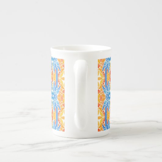 Marianne Orange and Blue Mosaic Mug Porselein Kop (Achterkant)