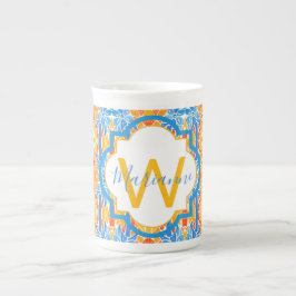 Marianne Orange and Blue Mosaic Mug Porselein Kop