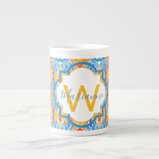 Marianne Orange and Blue Mosaic Mug Porselein Kop (Voorkant)