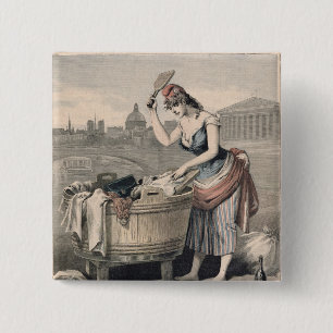 Marianne the Queen of the Washerwomen Vierkante Button 5,1 Cm