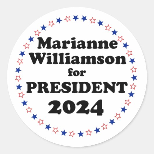 marianne williamson voor president 2024 ronde sticker (Voorkant)