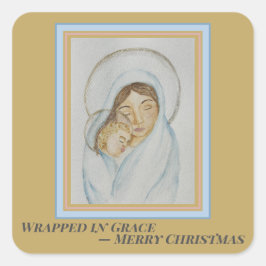Maria's Mantel Kerstmis Vierkante Sticker