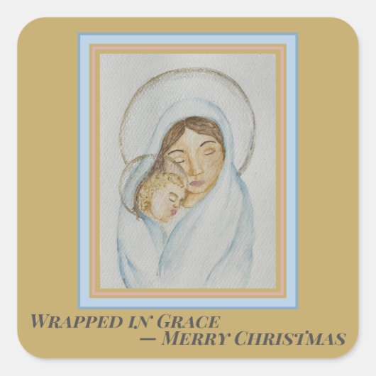 Maria's Mantel Kerstmis Vierkante Sticker (Voorkant)