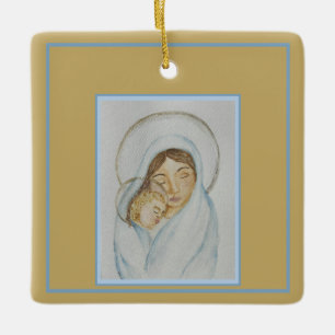 Maria's Mantel & Kind met Kerst Keramisch Ornament