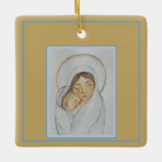 Maria's Mantel & Kind met Kerst Keramisch Ornament (Voorkant)
