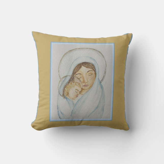 Maria's Mantel & Kind met Kerst Kussen (Voorkant)