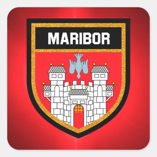 Maribor Flag Vierkante Sticker (Voorkant)