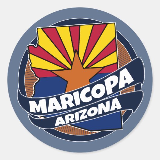 Maricopa Arizona vlag barstte rond stickers (Voorkant)