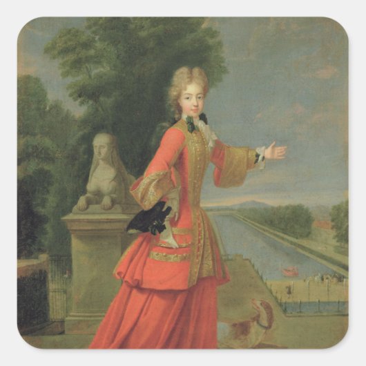 Marie-Adelaide de Savoie in de jachtpers Vierkante Sticker (Voorkant)