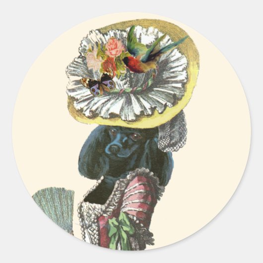 Marie Antionette Black Podle 18th Century Costume Ronde Sticker (Voorkant)