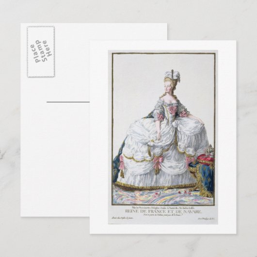 Marie Antoinette (1752-93) van 'Receuil des Estam' Briefkaart (Voorkant / Achterkant)