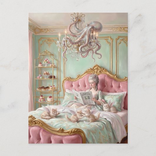 Marie Antoinette and the octopus. Surreal Briefkaart (Voorkant)