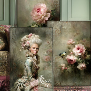 Marie Antoinette Barokrozen Roze Damasceerrose Inpakpapier Vel