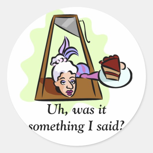 Marie Antoinette bij de Guillotine Ronde Sticker (Voorkant)