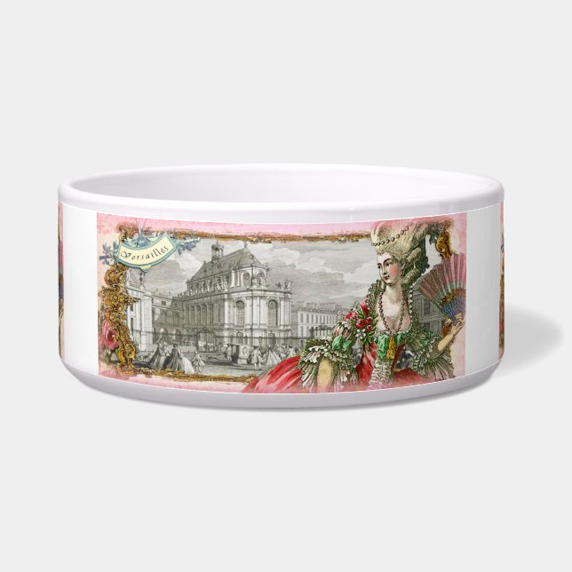 Marie Antoinette bij Versailles Custom Pet Bowl Voerbakje (Voorkant)