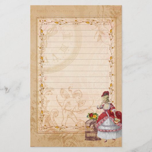 Marie Antoinette Bird Cage Rose Stationery Briefpapier (Voorkant)