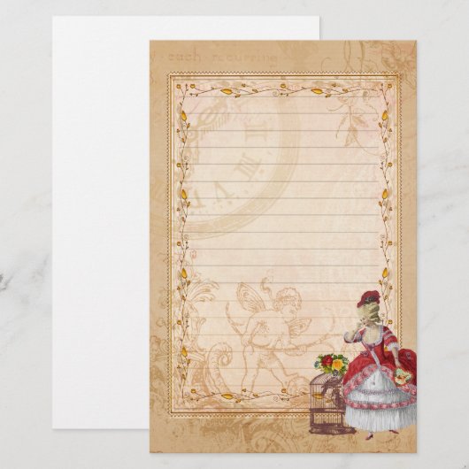 Marie Antoinette Bird Cage Rose Stationery Briefpapier (Voorkant / Achterkant)