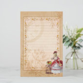 Marie Antoinette Bird Cage Rose Stationery Briefpapier (Staand voorkant)