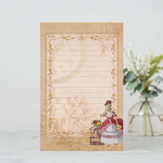 Marie Antoinette Bird Cage Rose Stationery Briefpapier (Staand voorkant)
